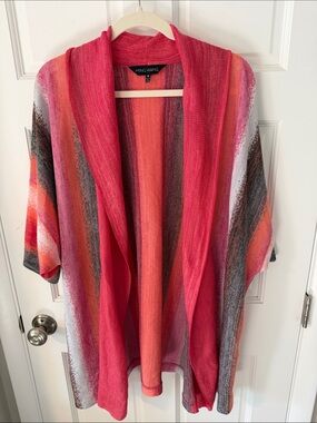 Ming Wang Heritage Fit 1X Striped Knit
Cardigan - Pink/Orange/Grey EUC